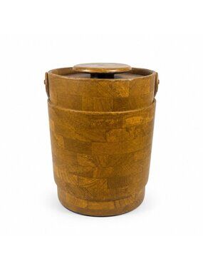 Large Ice Bucket Faux Wood Grain Vintage Mid Century Retro Elmar Products Handle